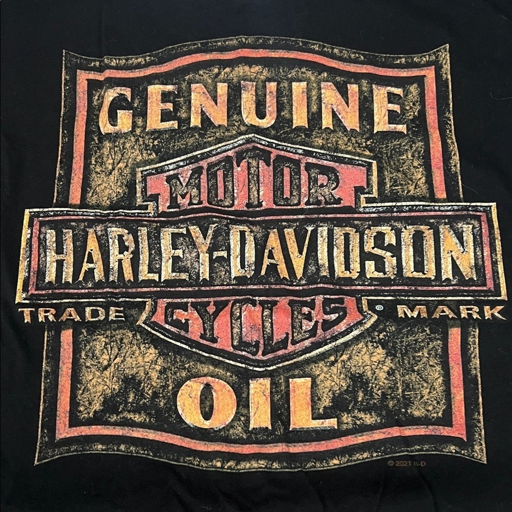 Harley Davidson Scoopneck Graphic TShirt Black Size Large